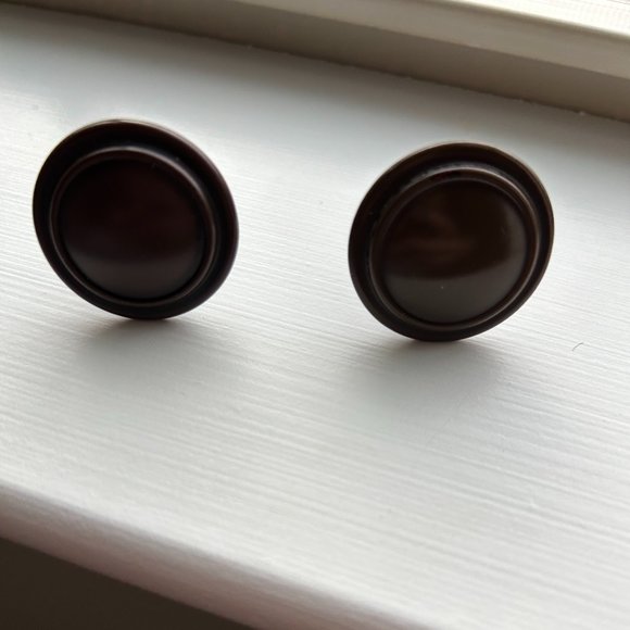 Door Cabinet Drawer Knobs Bronze Brown Metal Plastic 1 1/4" - Picture 2 of 8